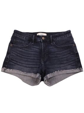 Abercrombie & Fitch Dark Wash Denim Shorts Size 4 Frayed Cuffed Mid Rise